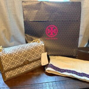 Tory Burch Tan and Cream Crossbody Bag